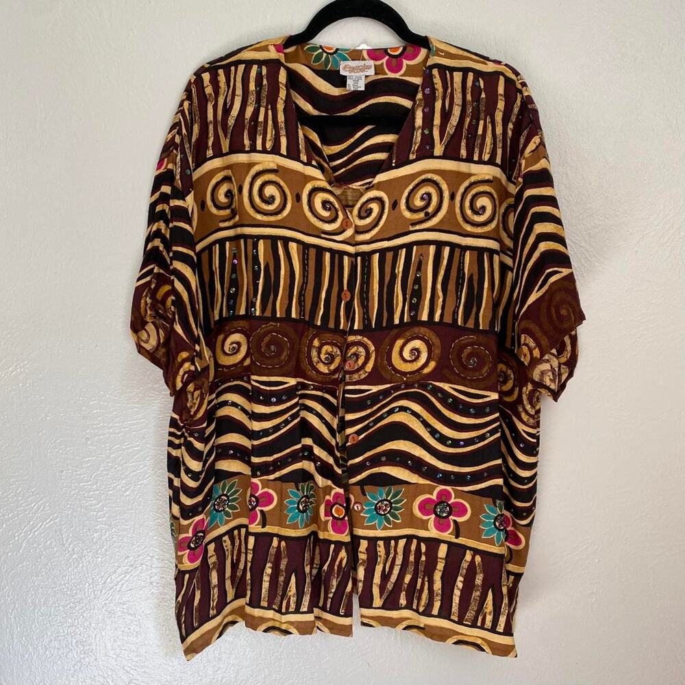 Vintage beaded button top
